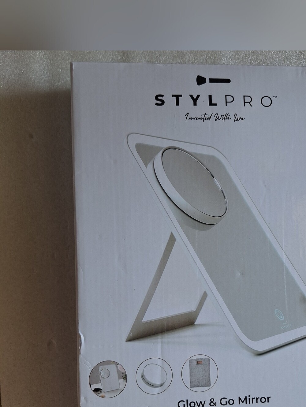 Stylpro Glow & Go Travel Mirror Dimmable LED Makeup Vanity Light - Open Box New